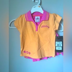 Adidas Girls size 12 month 2 piece tennis set. Pink and orange- NEW
